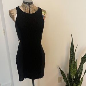 Bodycon Sleeveless Black Large Night Out Mini Dress with side cutouts